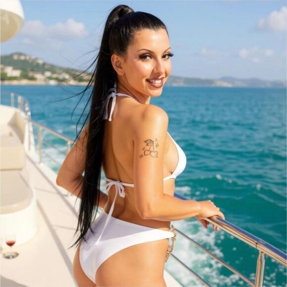 White Rhinestone Micro Triangle Bikini Set – Hustler – Adjustable – Size 8 - Picture 7 of 9